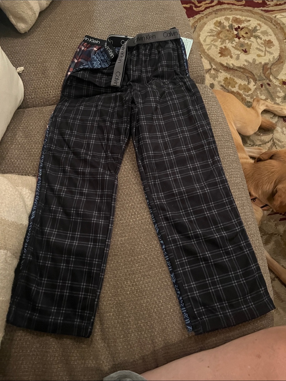 Calvin Klein boys Black Plaid Jogger Lounge Pants pajama medium 7-8 3 pair